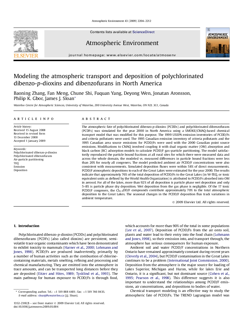 Modeling the atmospheric transport and deposition of polychlorinated dibenzo-p-dioxins and dibenzofurans in North America