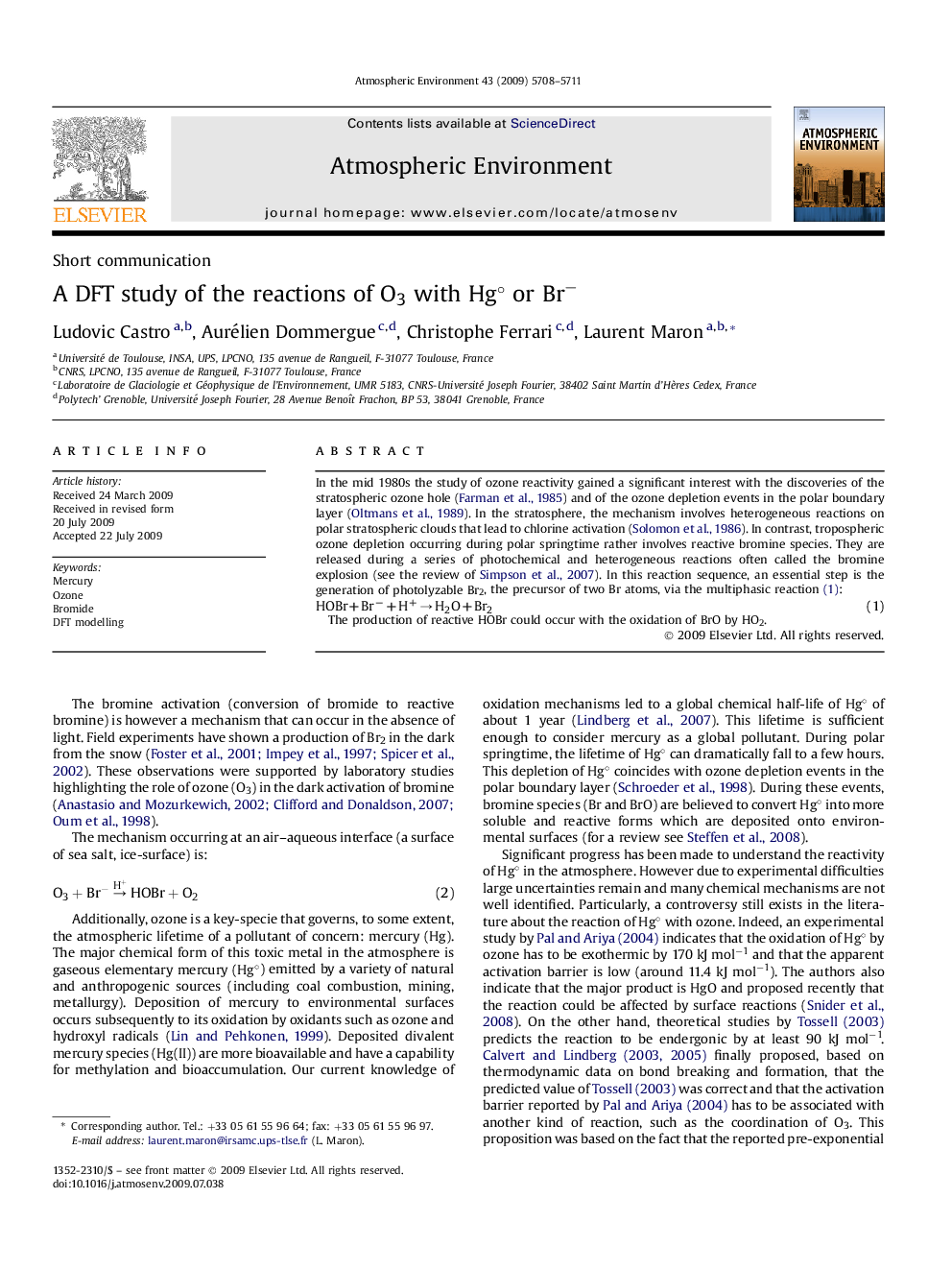 A DFT study of the reactions of O3 with Hg° or Br−