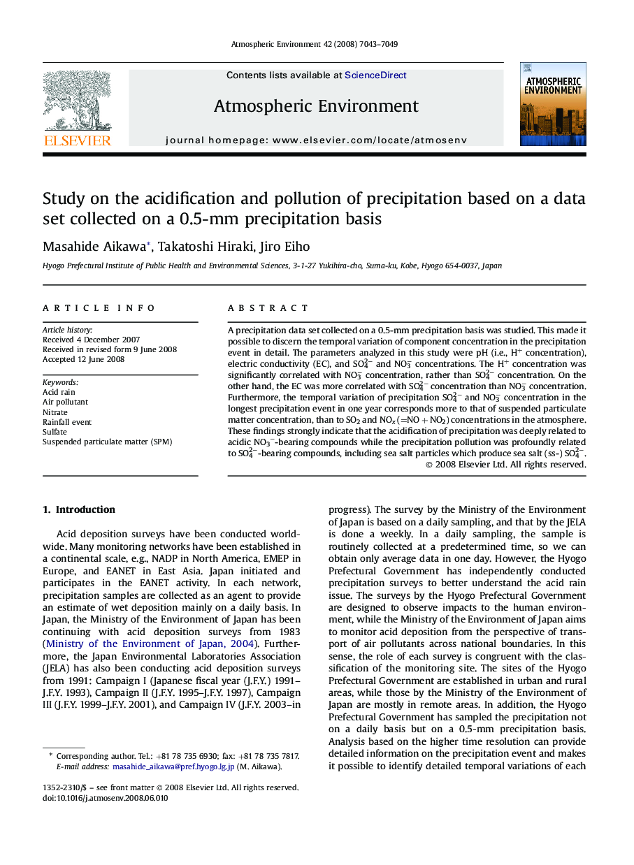 Study on the acidification and pollution of precipitation based on a data set collected on a 0.5-mm precipitation basis
