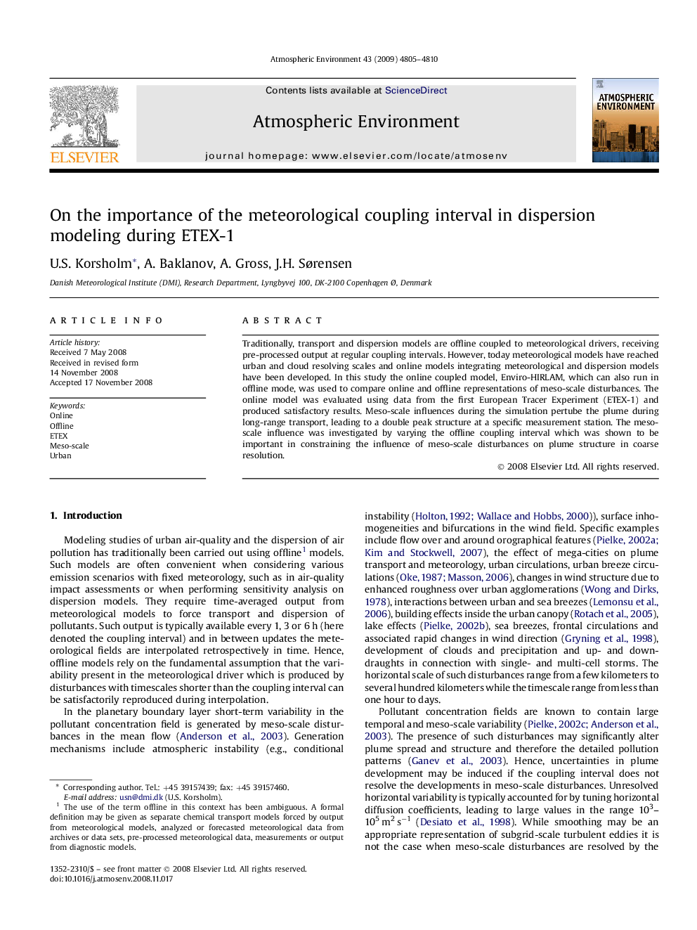 On the importance of the meteorological coupling interval in dispersion modeling during ETEX-1