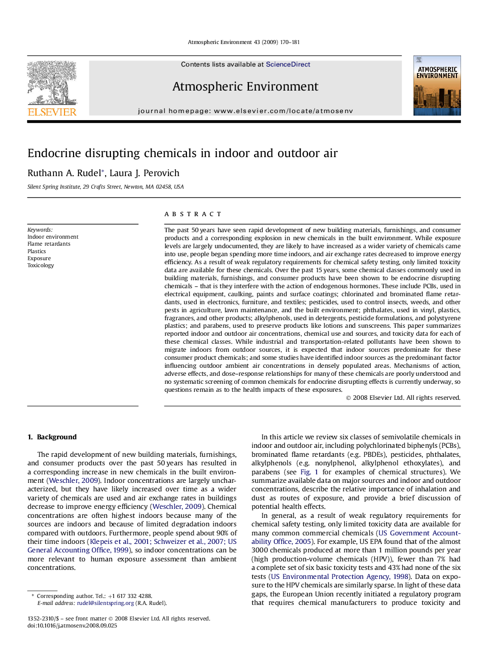 Endocrine disrupting chemicals in indoor and outdoor air