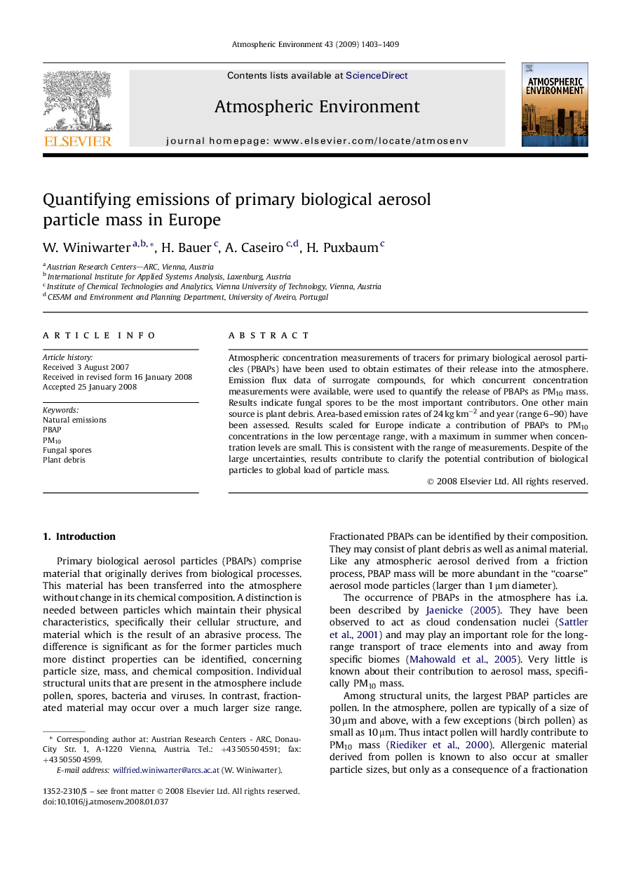 Quantifying emissions of primary biological aerosol particle mass in Europe