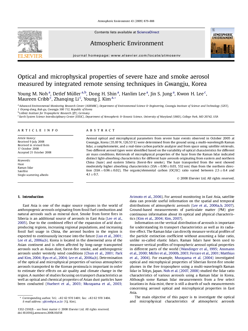 Optical and microphysical properties of severe haze and smoke aerosol measured by integrated remote sensing techniques in Gwangju, Korea