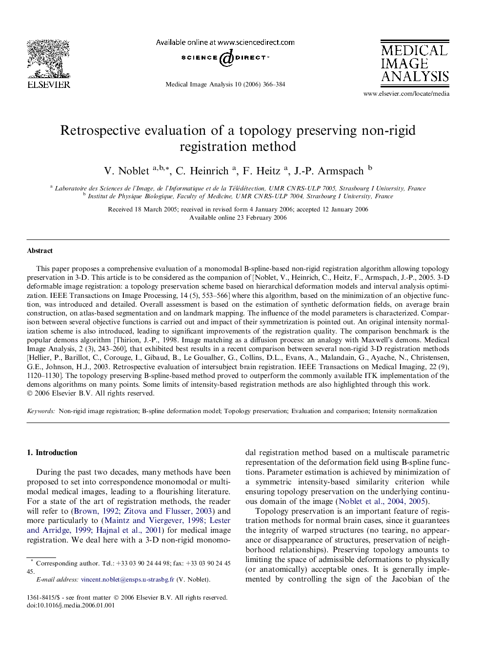 Retrospective evaluation of a topology preserving non-rigid registration method