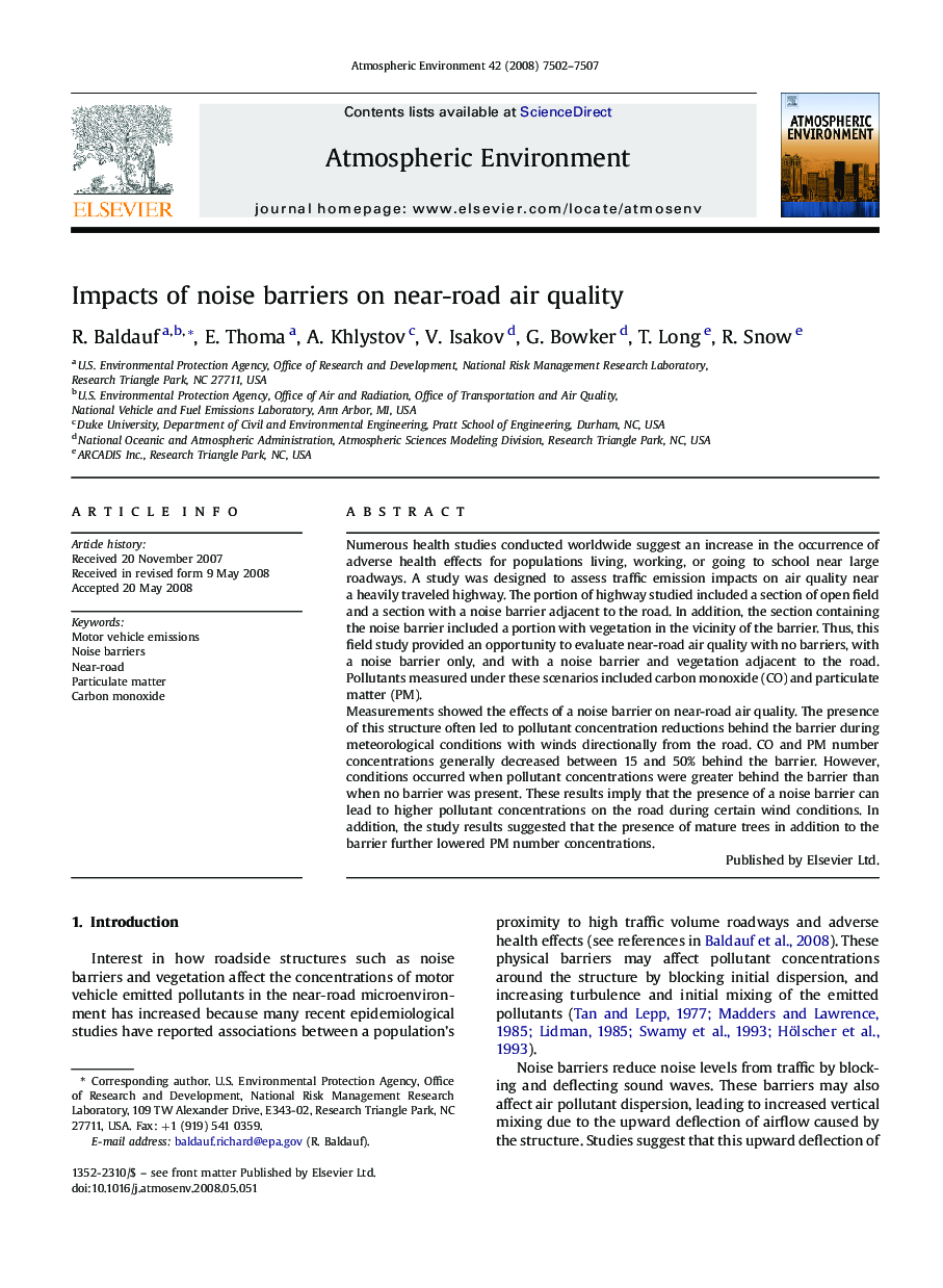 Impacts of noise barriers on near-road air quality