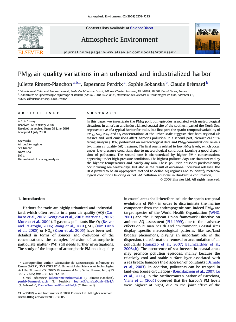 PM10 air quality variations in an urbanized and industrialized harbor