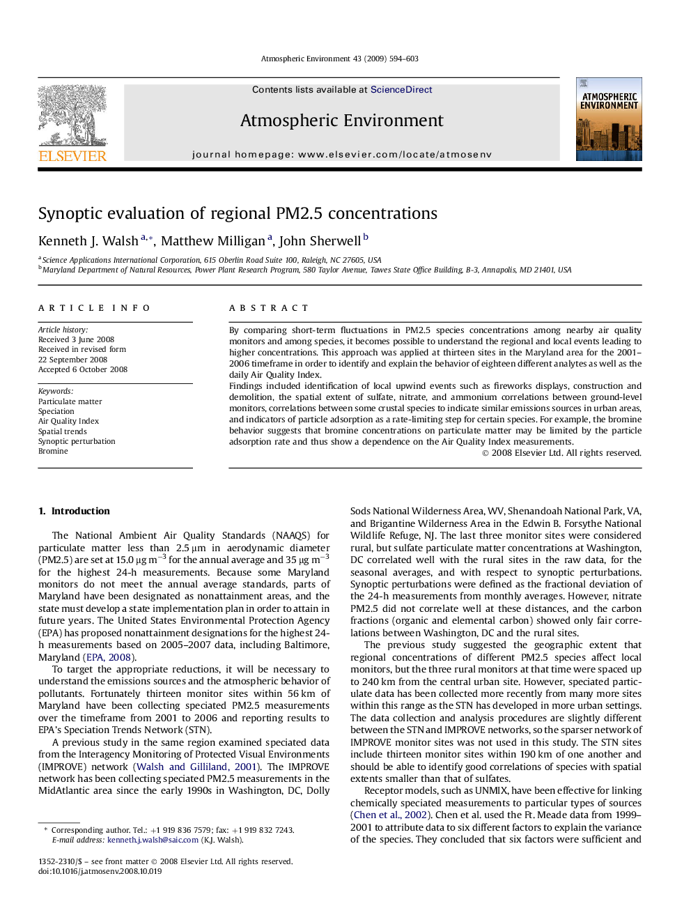 Synoptic evaluation of regional PM2.5 concentrations