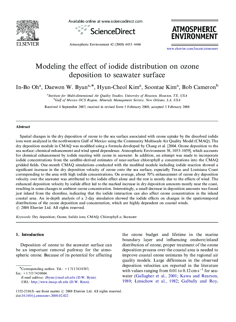 Modeling the effect of iodide distribution on ozone deposition to seawater surface
