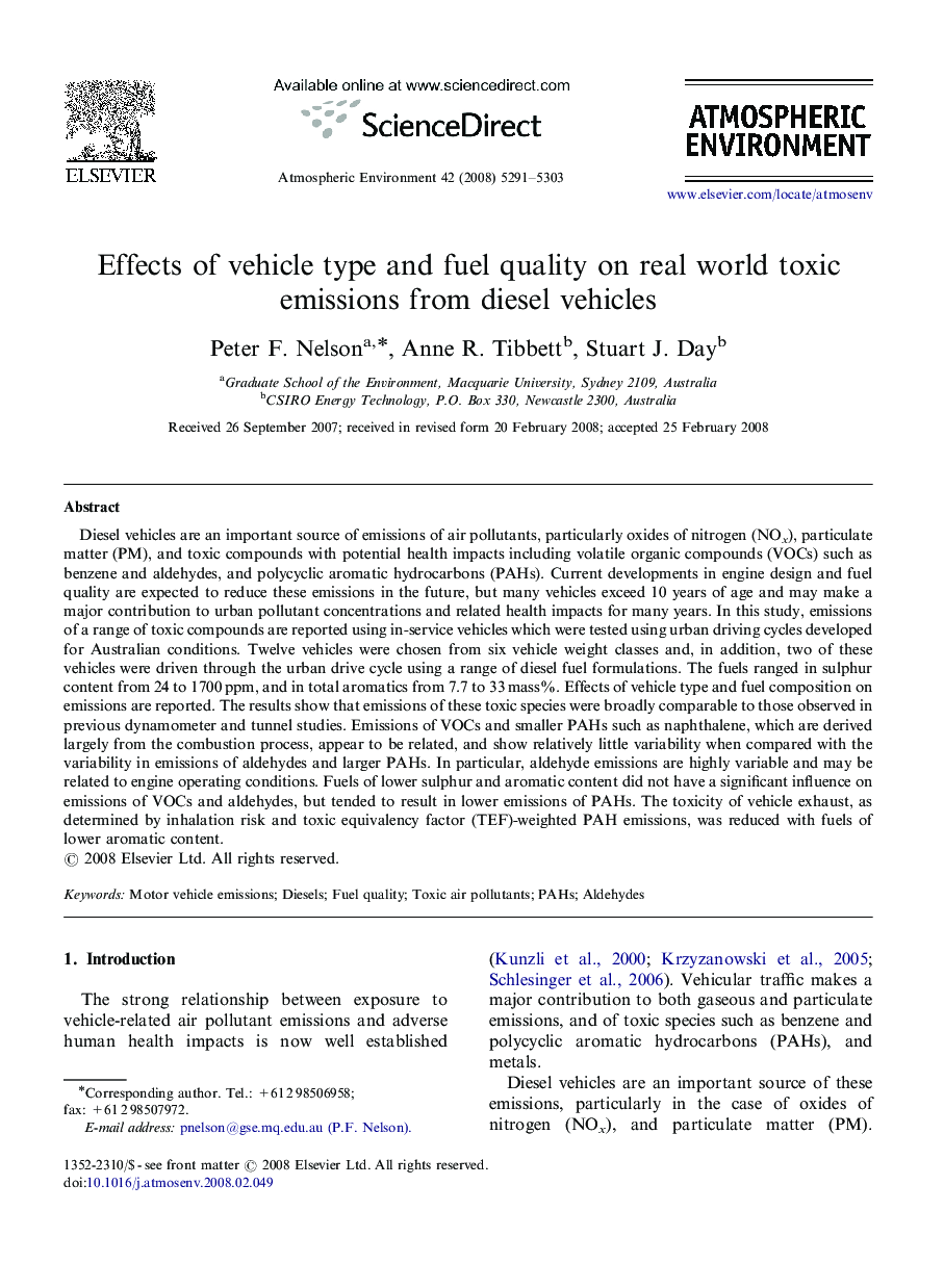 Effects of vehicle type and fuel quality on real world toxic emissions from diesel vehicles