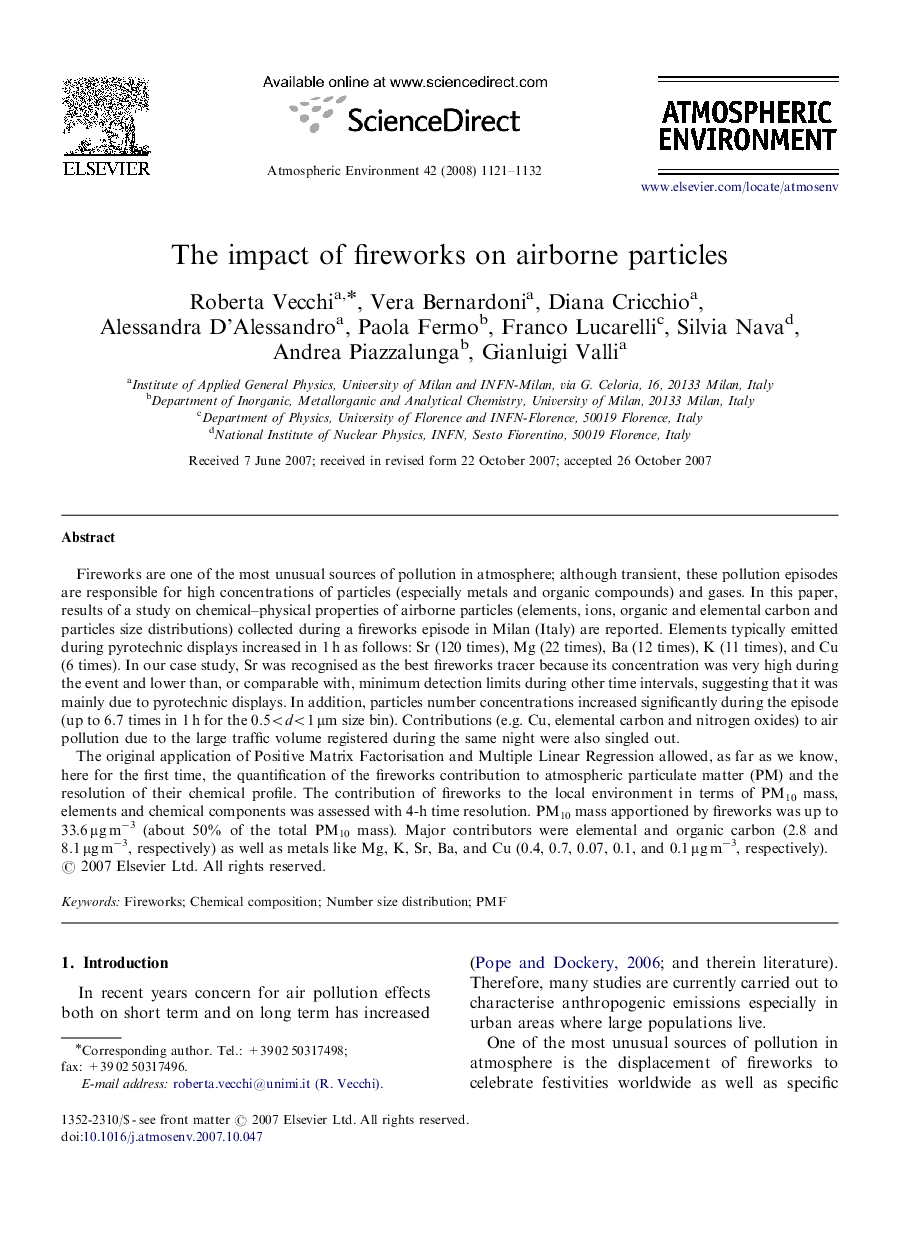 The impact of fireworks on airborne particles