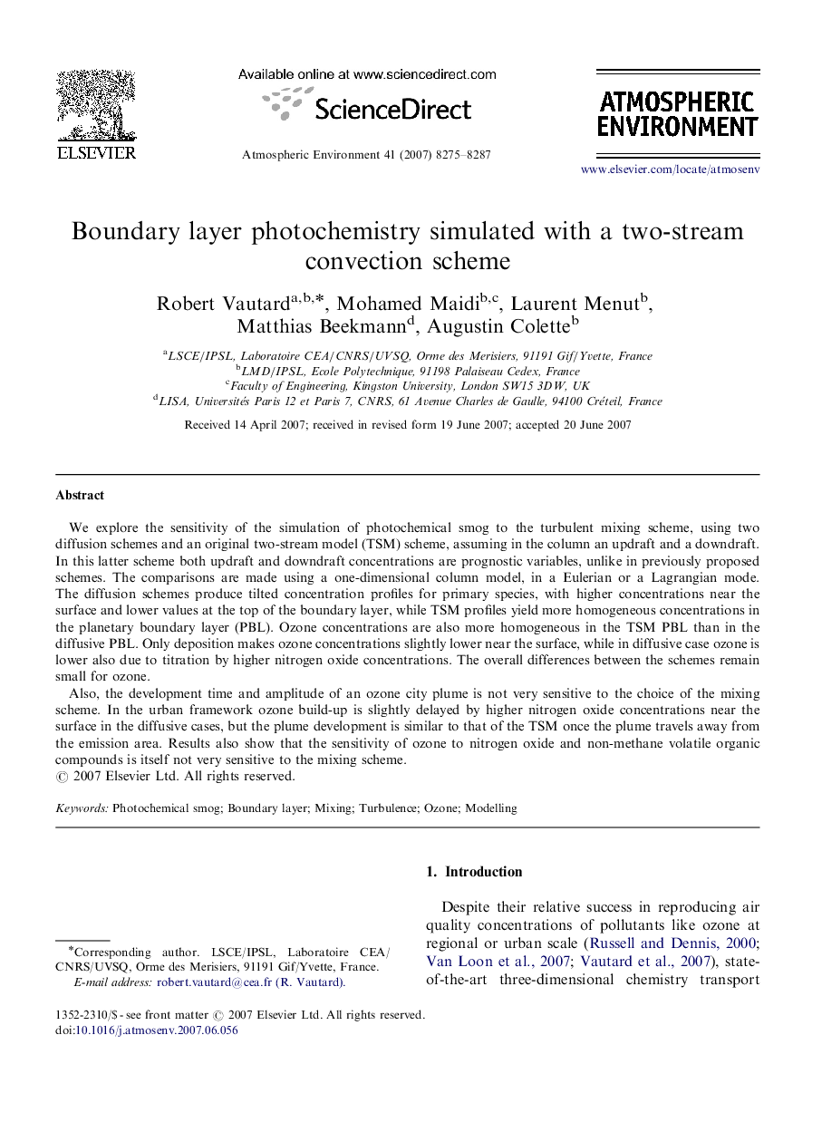 Boundary layer photochemistry simulated with a two-stream convection scheme