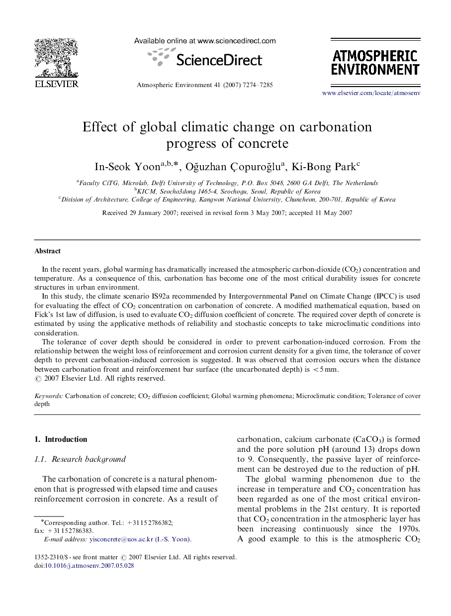 Effect of global climatic change on carbonation progress of concrete