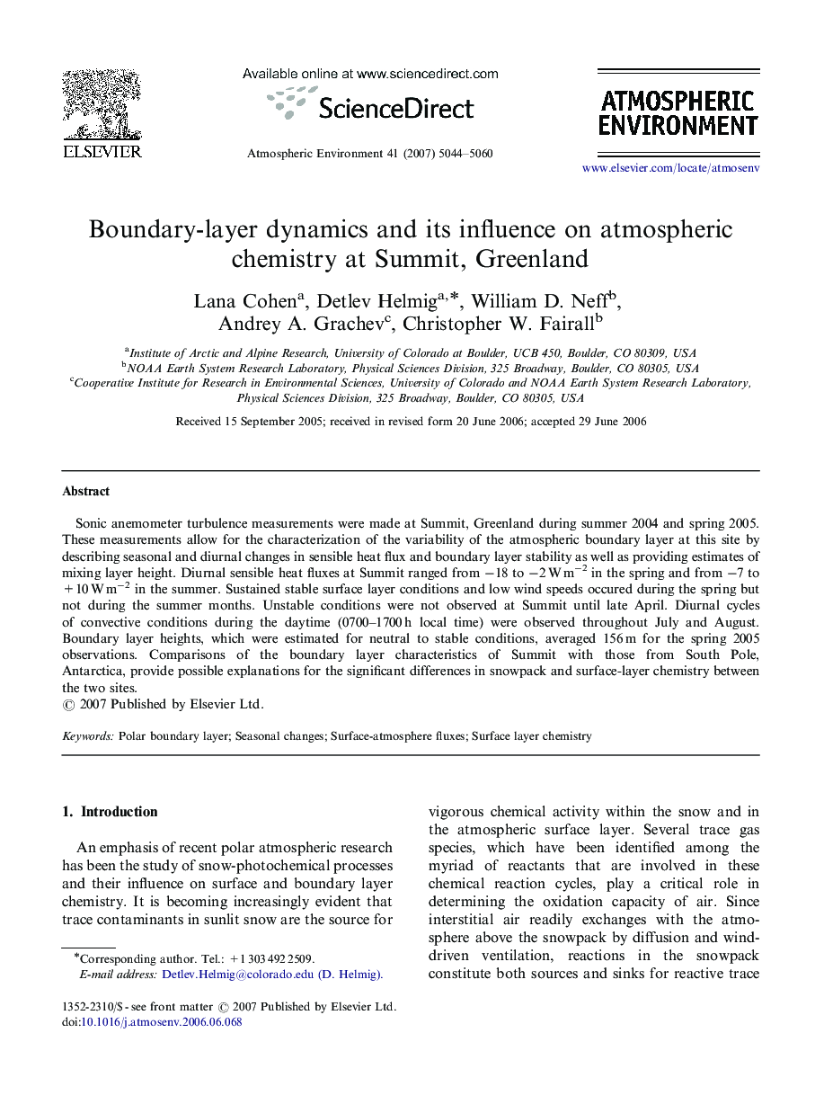 Boundary-layer dynamics and its influence on atmospheric chemistry at Summit, Greenland