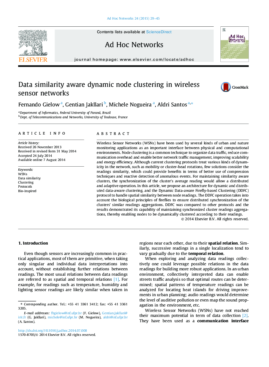 Data similarity aware dynamic node clustering in wireless sensor networks