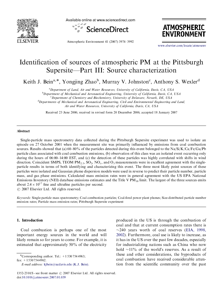 Identification of sources of atmospheric PM at the Pittsburgh Supersite—Part III: Source characterization