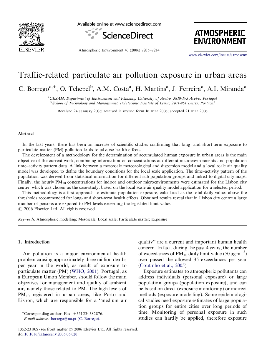 Traffic-related particulate air pollution exposure in urban areas