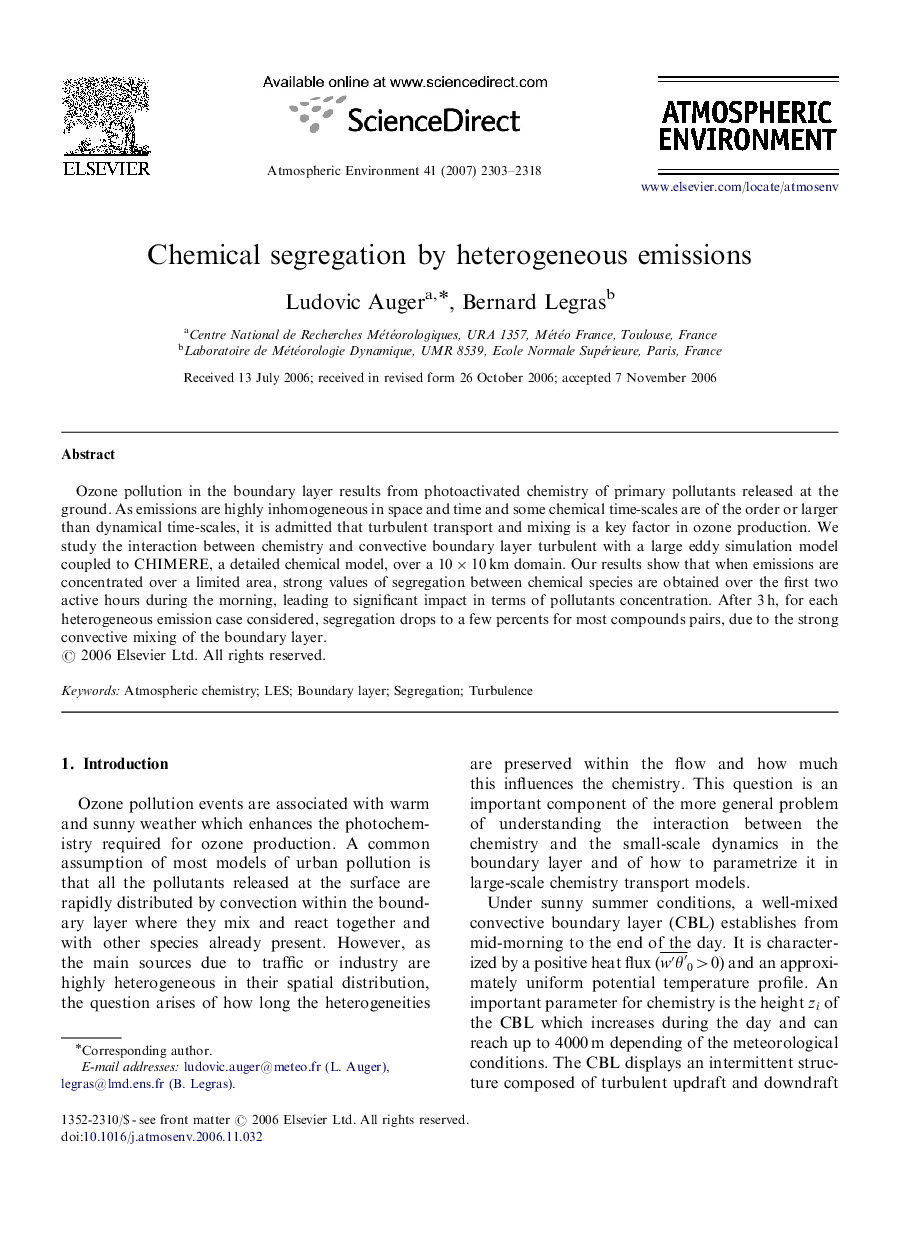 Chemical segregation by heterogeneous emissions