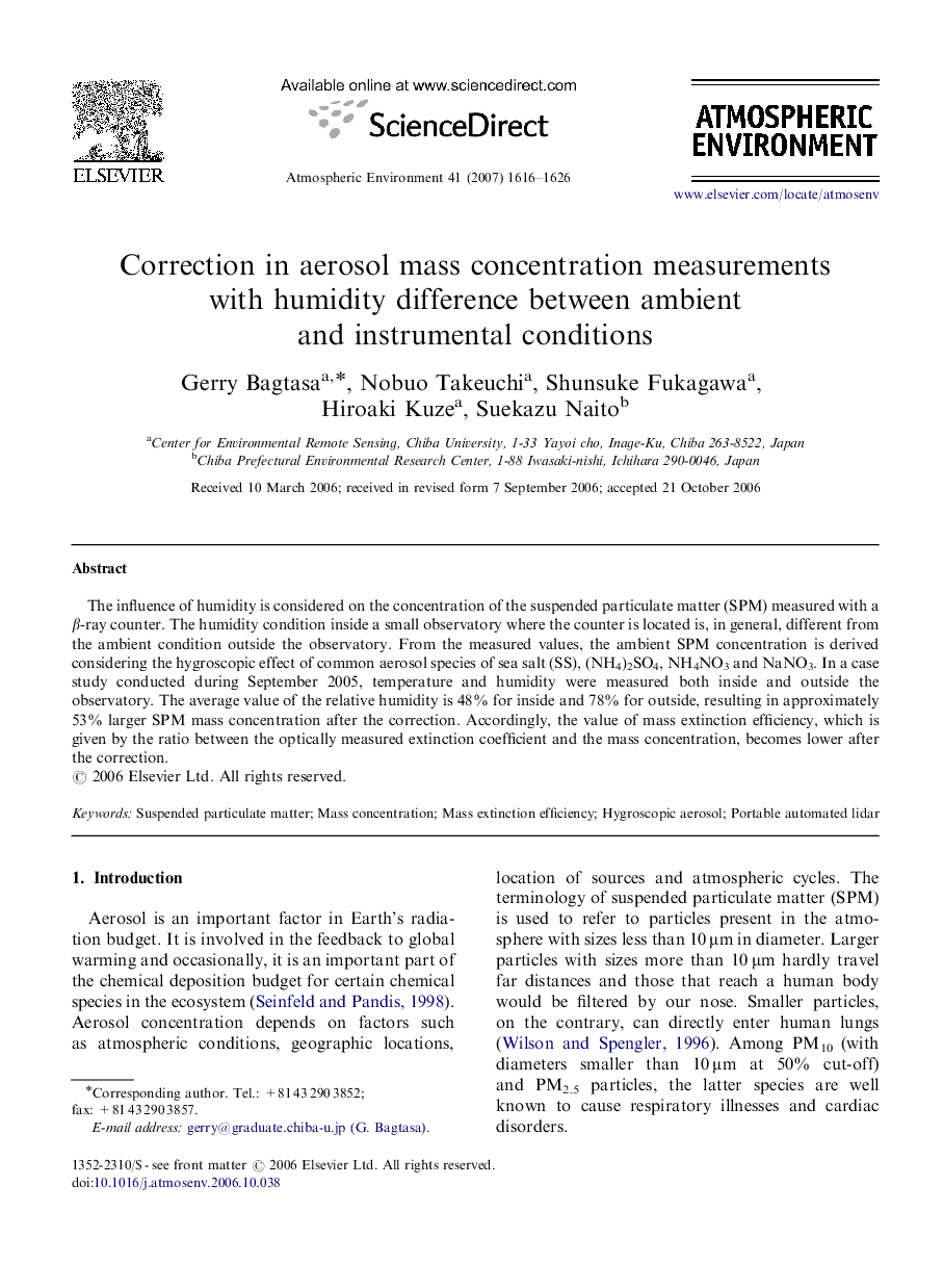 Correction in aerosol mass concentration measurements with humidity difference between ambient and instrumental conditions