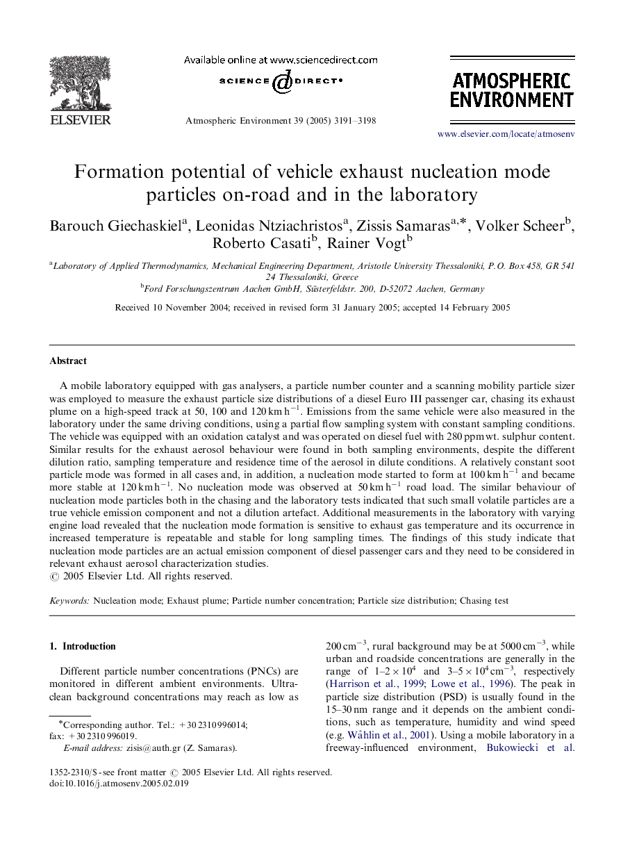 Formation potential of vehicle exhaust nucleation mode particles on-road and in the laboratory