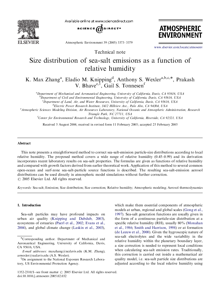 Size distribution of sea-salt emissions as a function of relative humidity