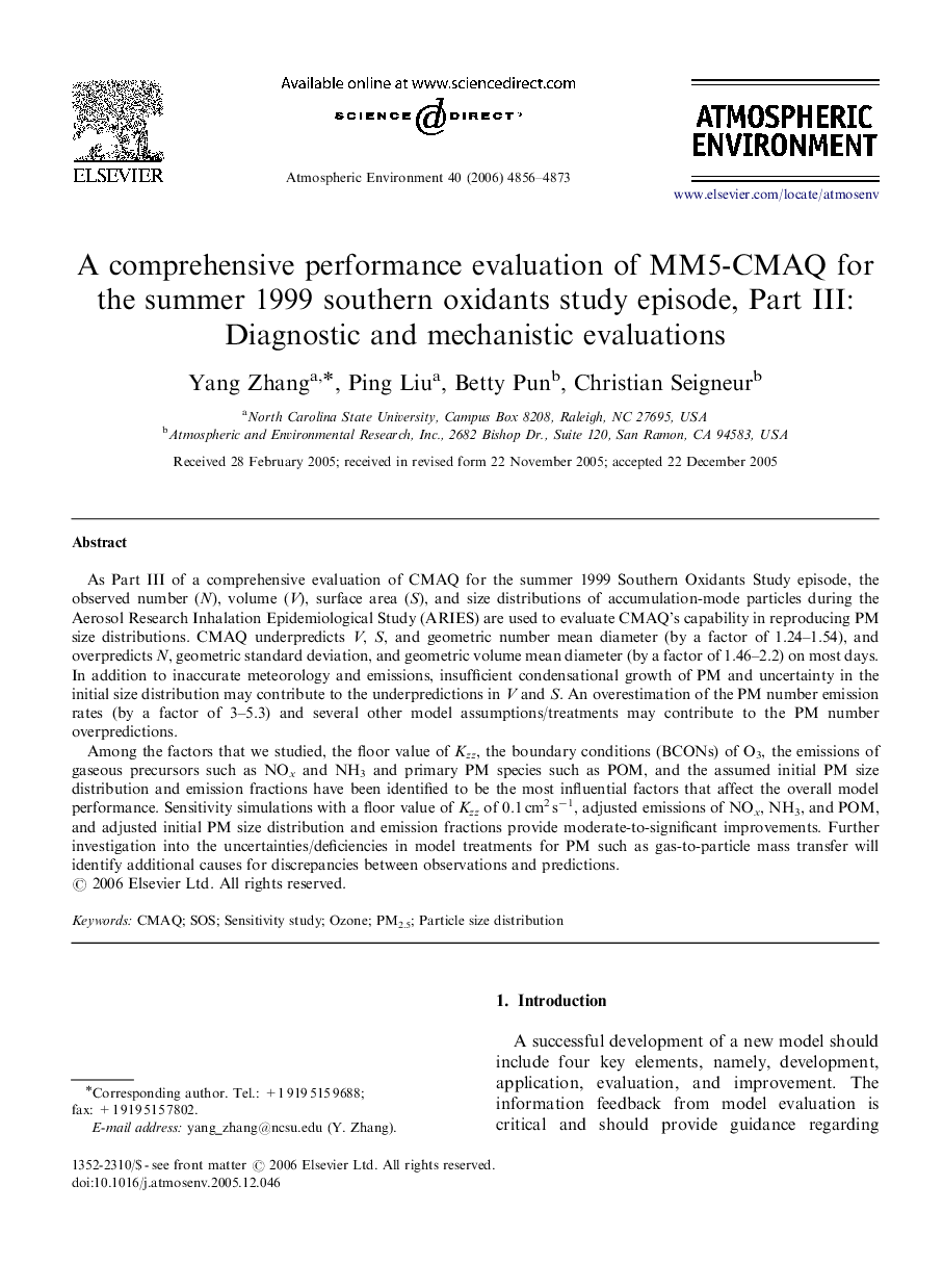 A comprehensive performance evaluation of MM5-CMAQ for the summer 1999 southern oxidants study episode, Part III: Diagnostic and mechanistic evaluations