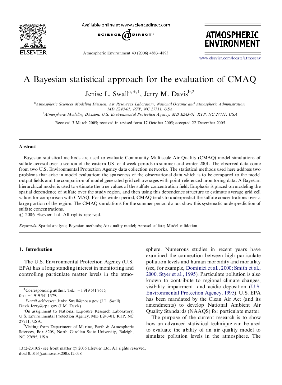 A Bayesian statistical approach for the evaluation of CMAQ