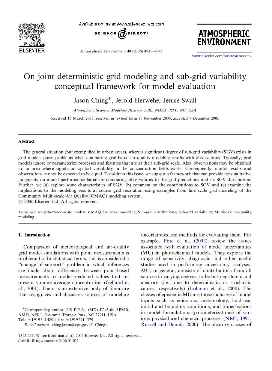 On joint deterministic grid modeling and sub-grid variability conceptual framework for model evaluation