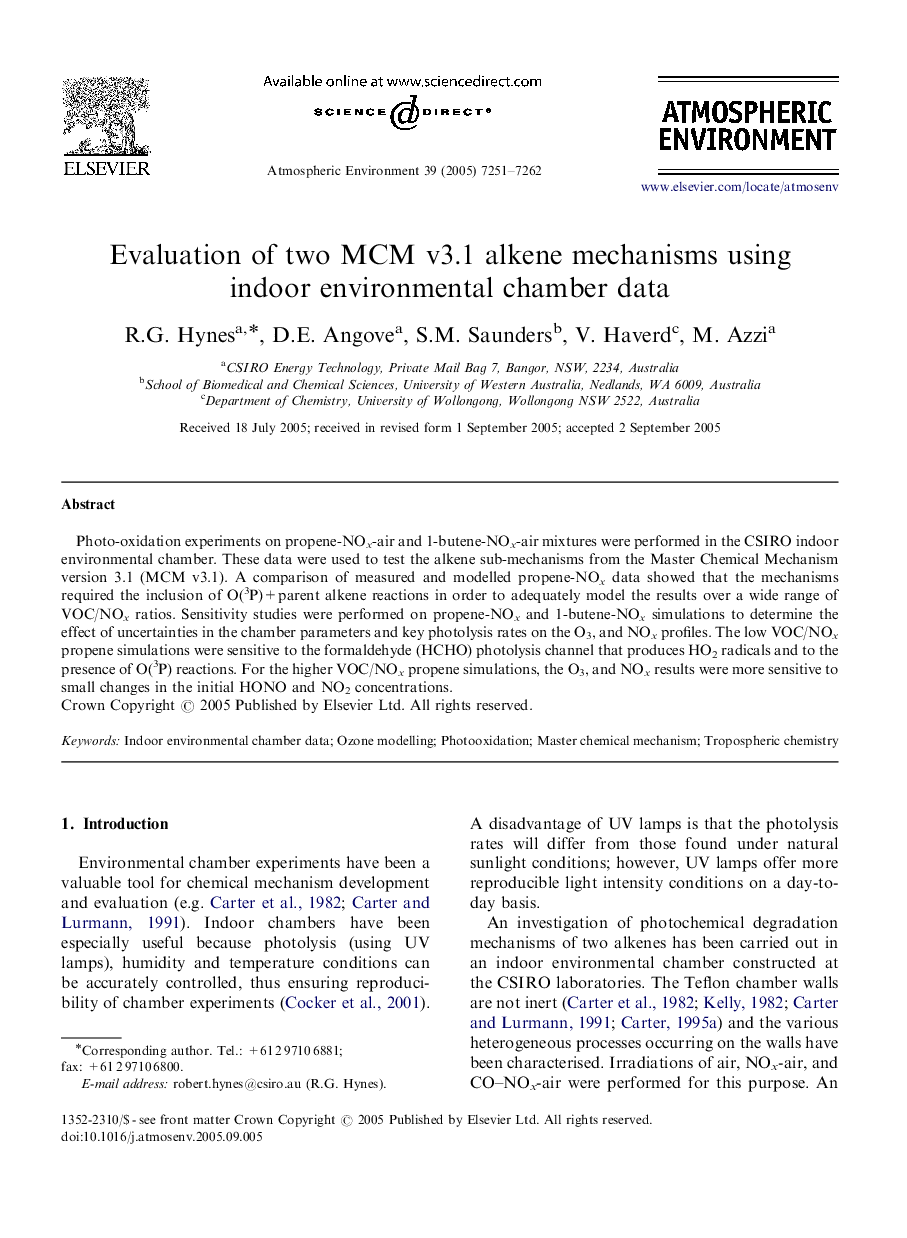 Evaluation of two MCM v3.1 alkene mechanisms using indoor environmental chamber data