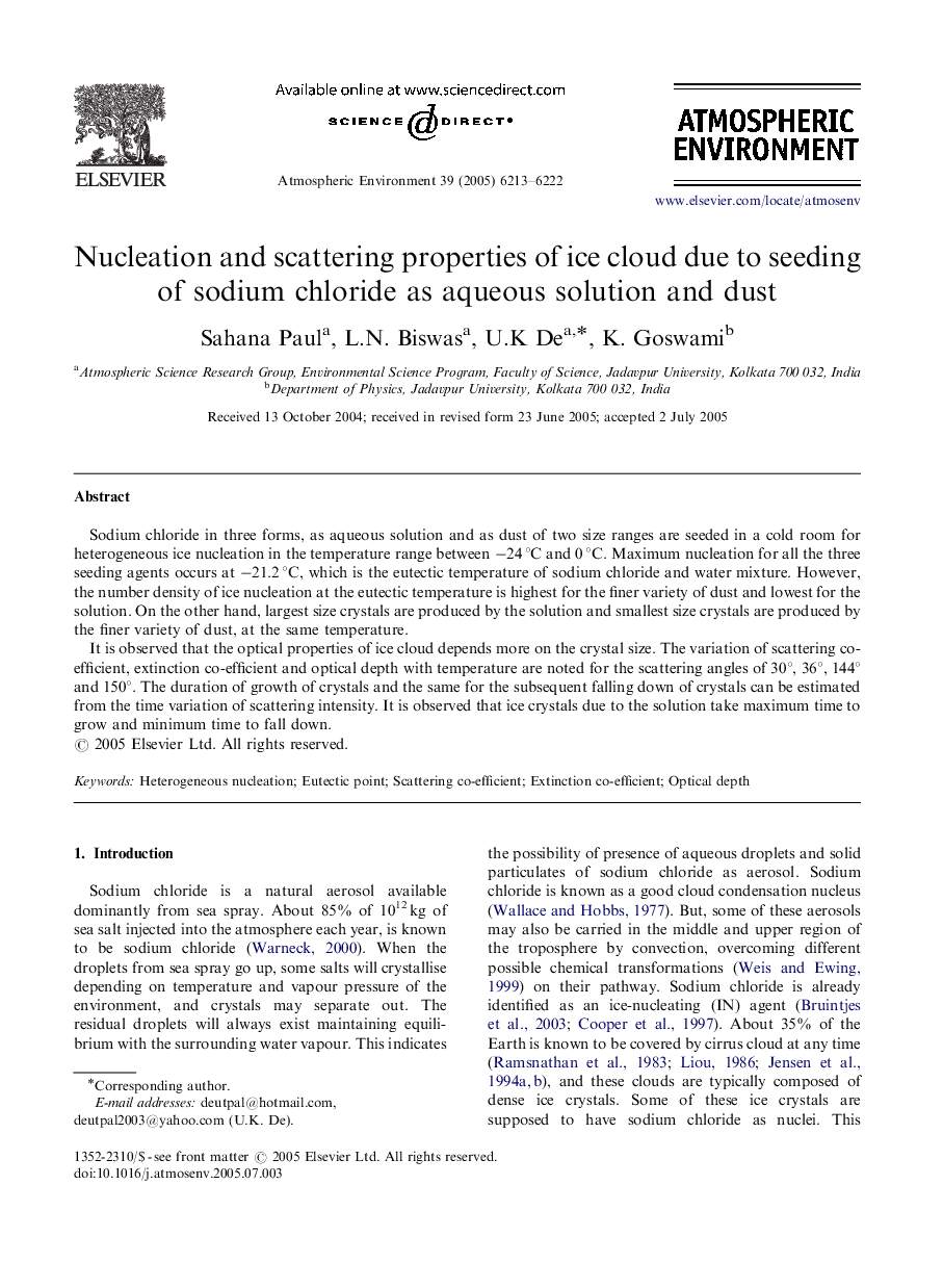 Nucleation and scattering properties of ice cloud due to seeding of sodium chloride as aqueous solution and dust