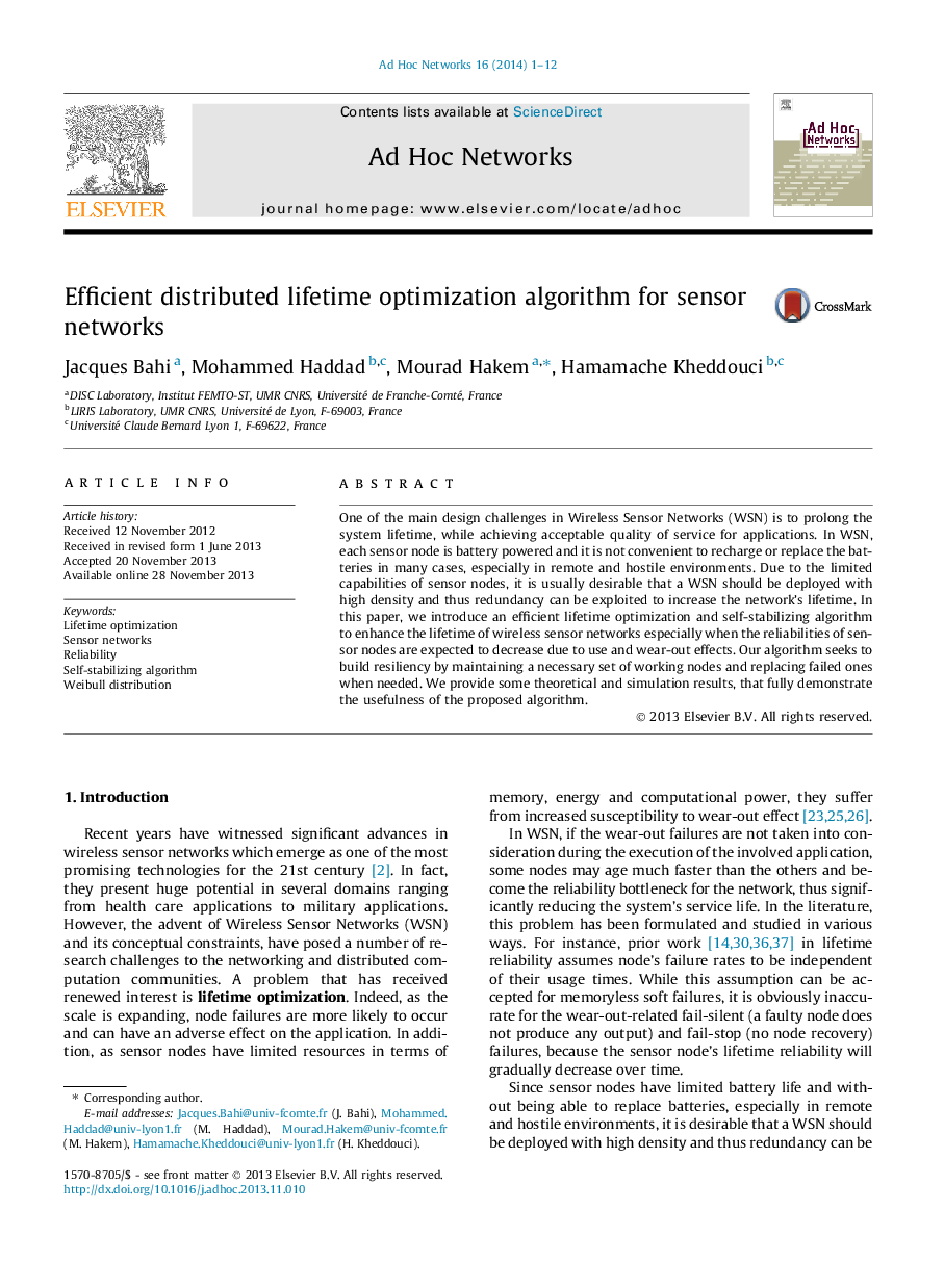 Efficient distributed lifetime optimization algorithm for sensor networks