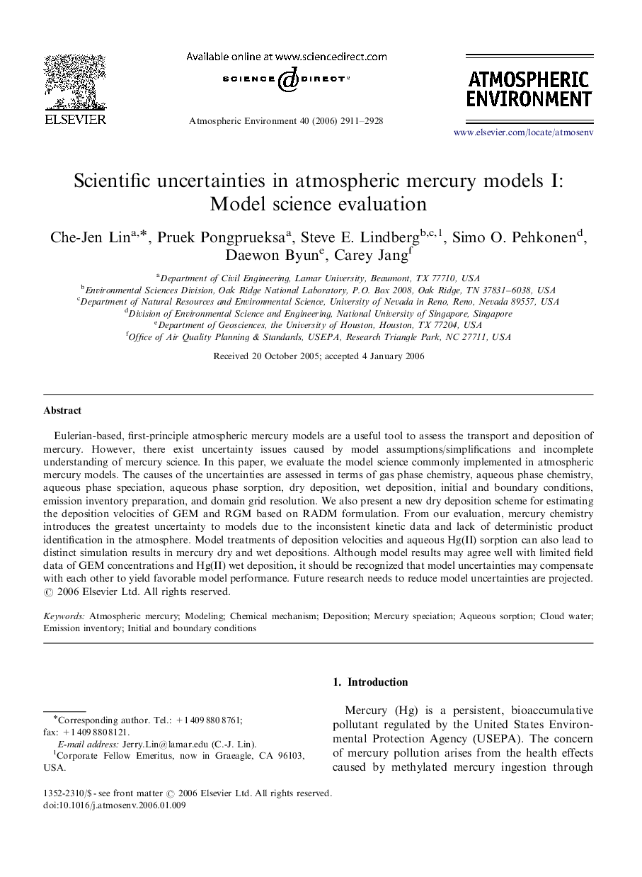 Scientific uncertainties in atmospheric mercury models I: Model science evaluation