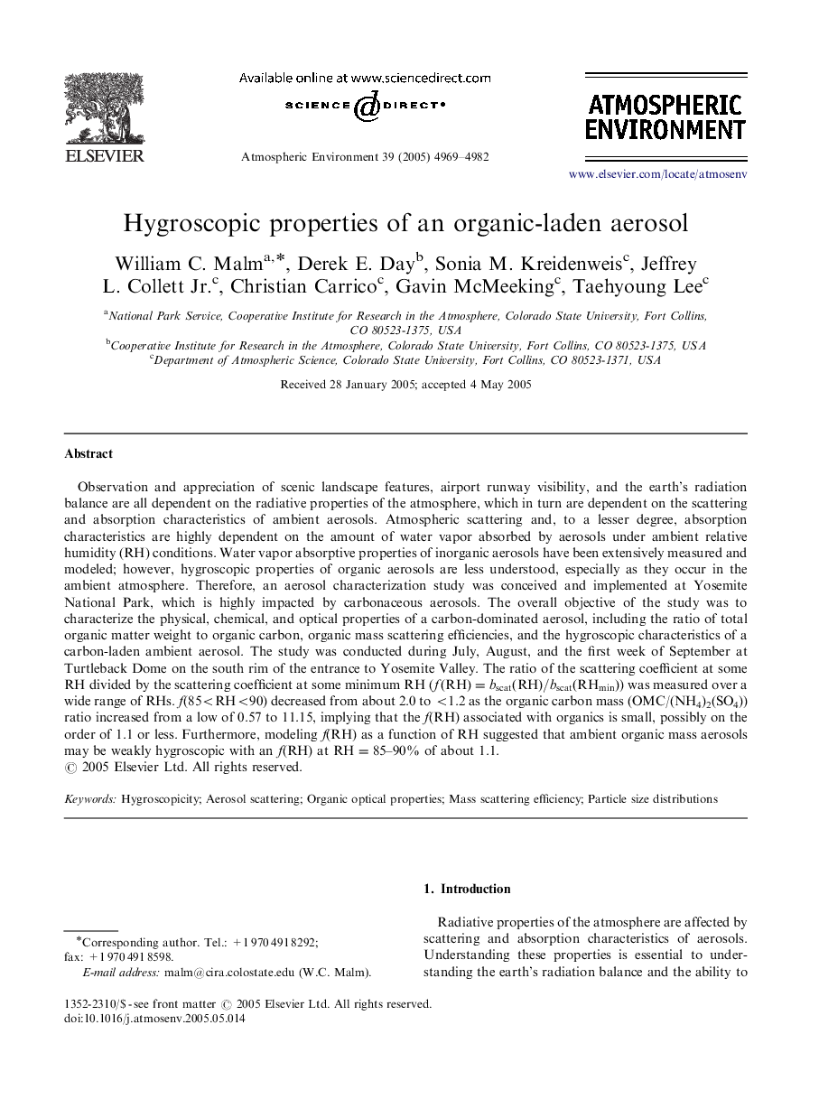 Hygroscopic properties of an organic-laden aerosol