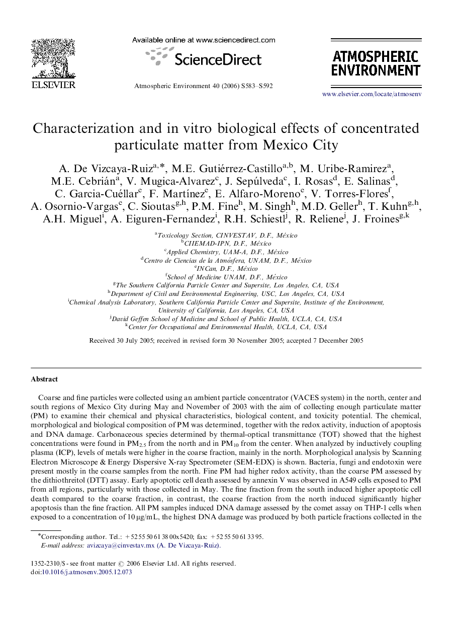 Characterization and in vitro biological effects of concentrated particulate matter from Mexico City