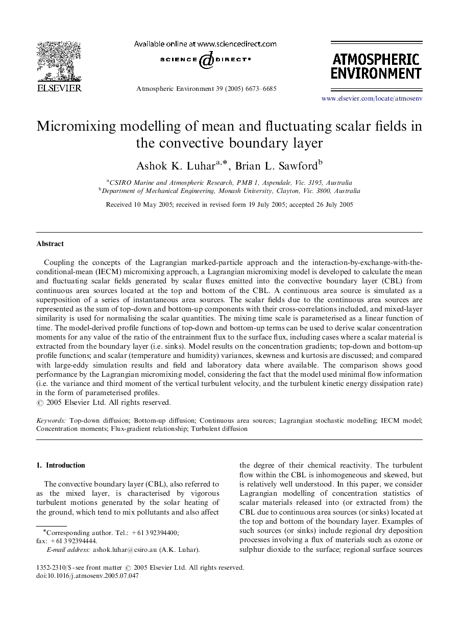 Micromixing modelling of mean and fluctuating scalar fields in the convective boundary layer