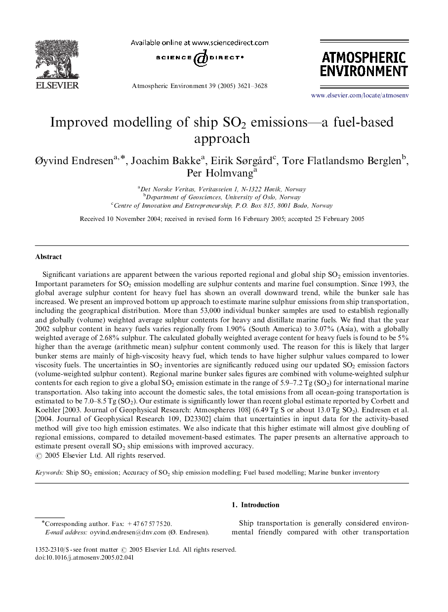 Improved modelling of ship SO2 emissions—a fuel-based approach