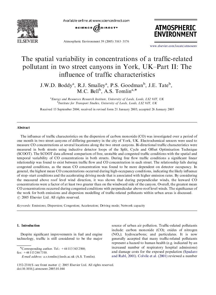 The spatial variability in concentrations of a traffic-related pollutant in two street canyons in York, UK–Part II: The influence of traffic characteristics