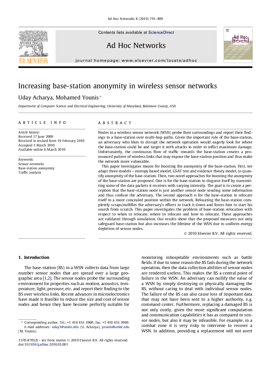 Increasing base-station anonymity in wireless sensor networks