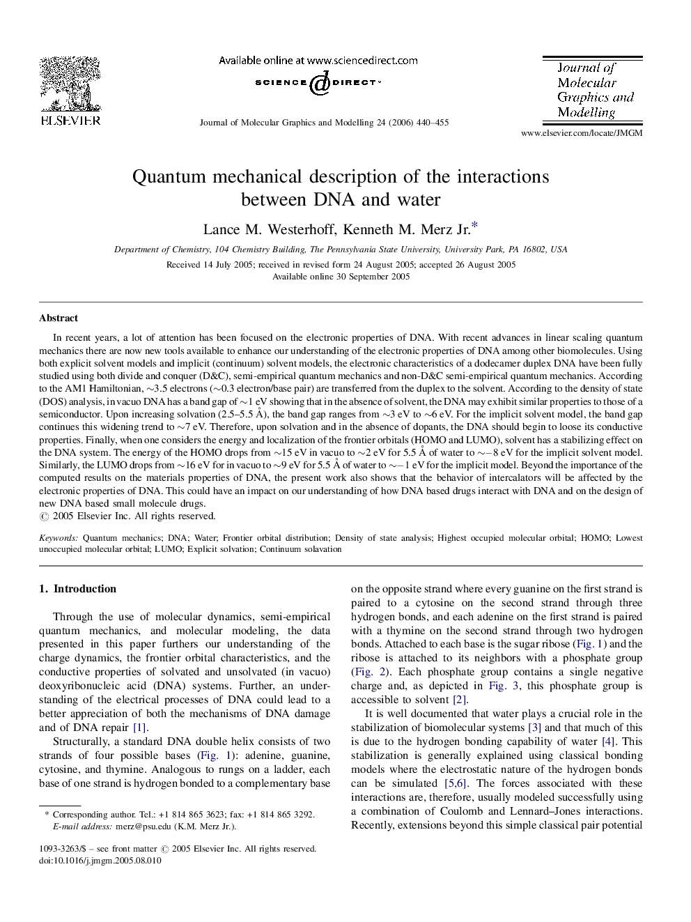 Quantum mechanical description of the interactions between DNA and water