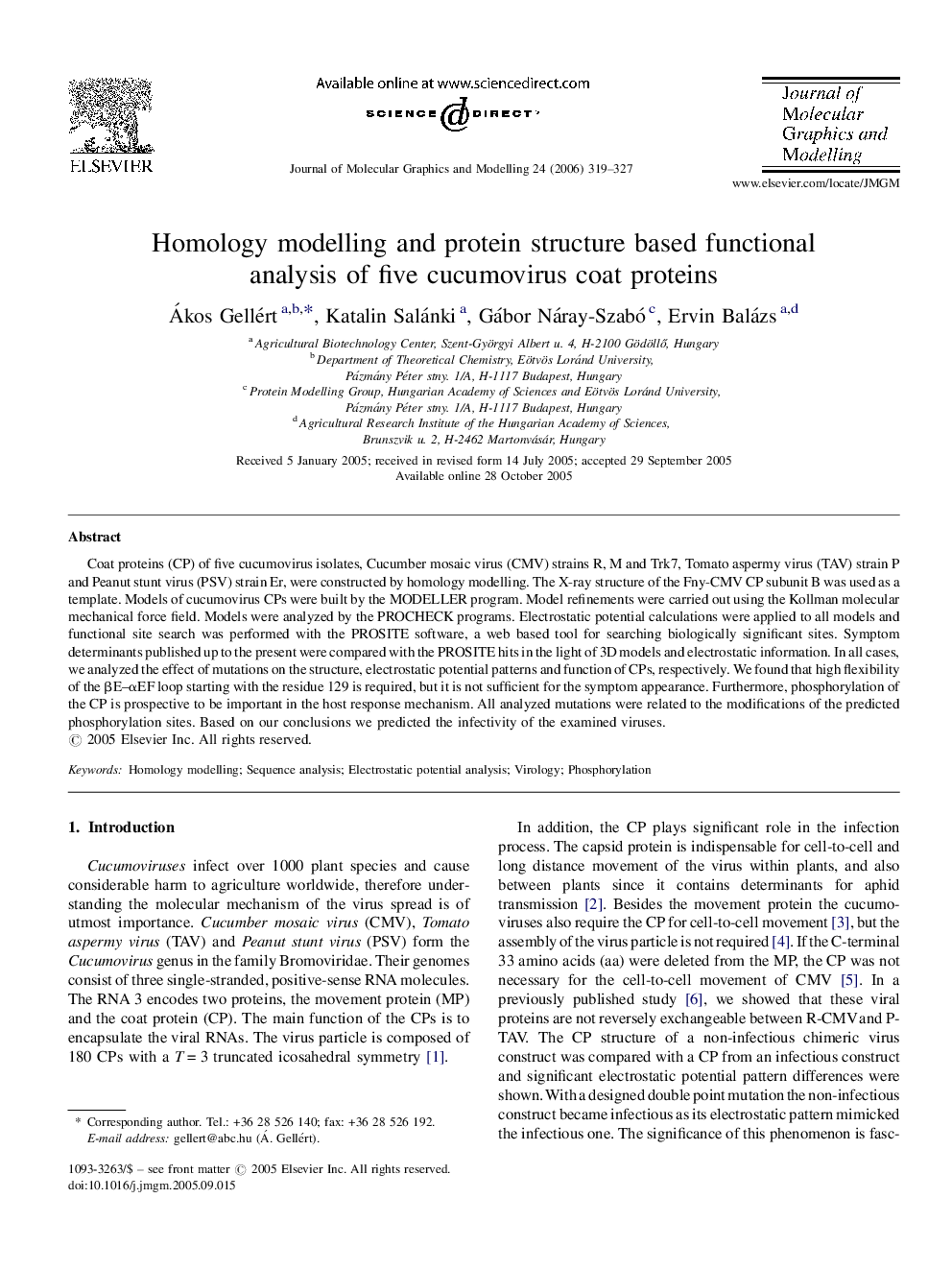 Homology modelling and protein structure based functional analysis of five cucumovirus coat proteins