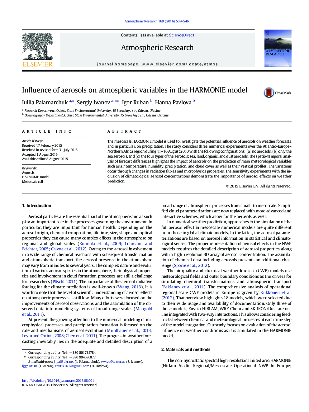 Influence of aerosols on atmospheric variables in the HARMONIE model