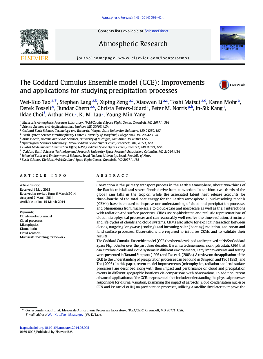 The Goddard Cumulus Ensemble model (GCE): Improvements and applications for studying precipitation processes