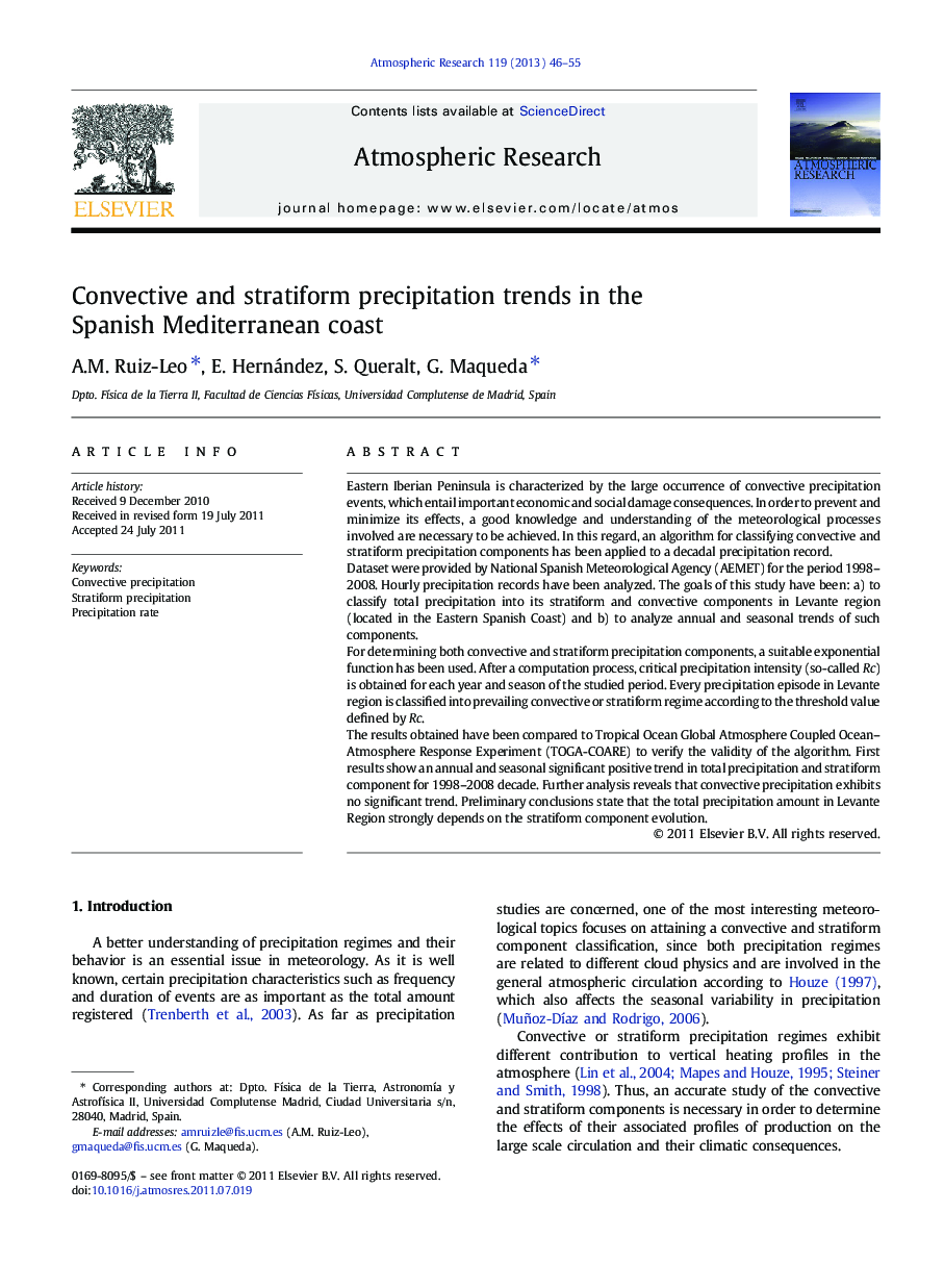 Convective and stratiform precipitation trends in the Spanish Mediterranean coast