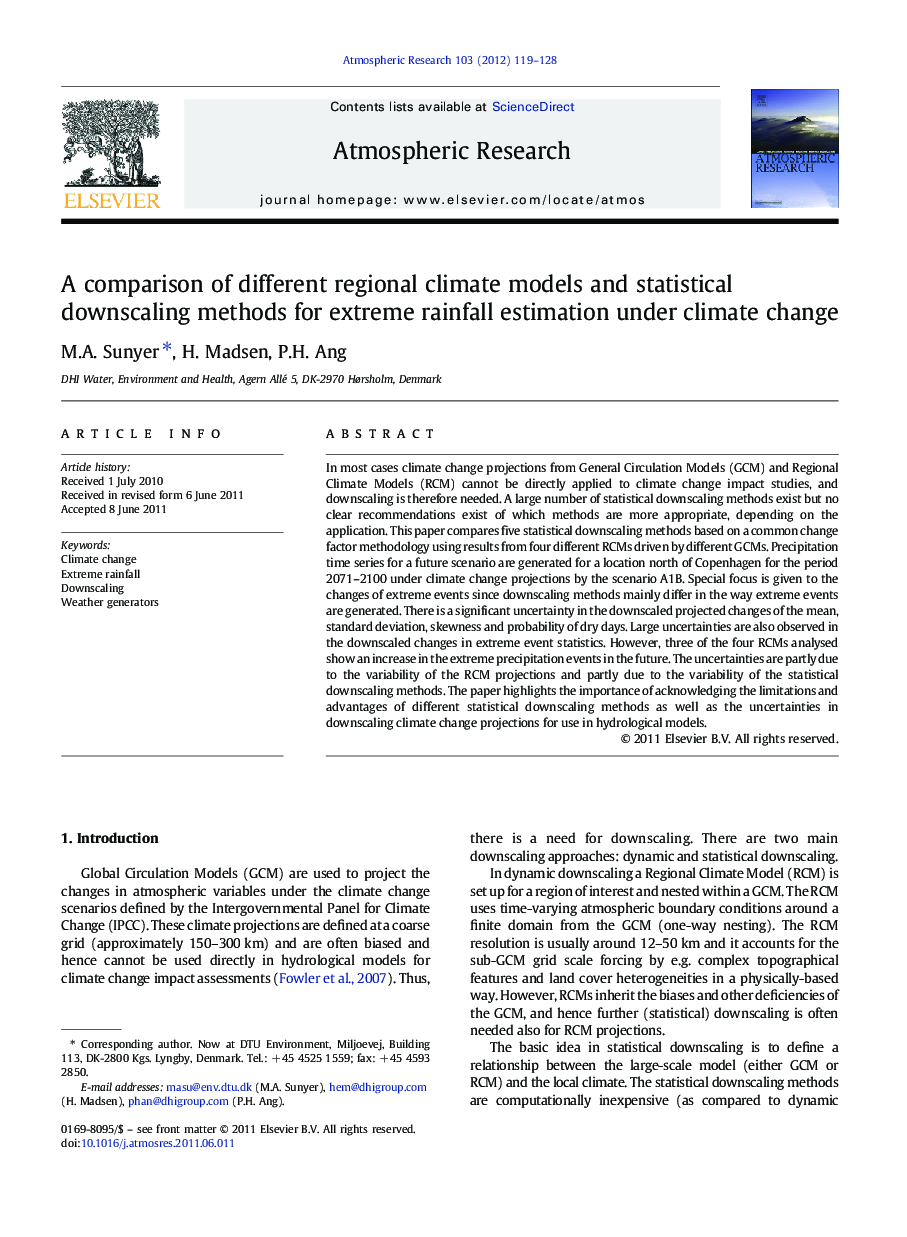 A comparison of different regional climate models and statistical downscaling methods for extreme rainfall estimation under climate change