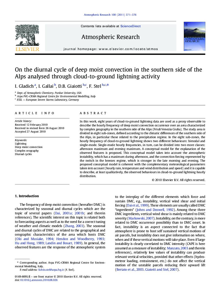 On the diurnal cycle of deep moist convection in the southern side of the Alps analysed through cloud-to-ground lightning activity