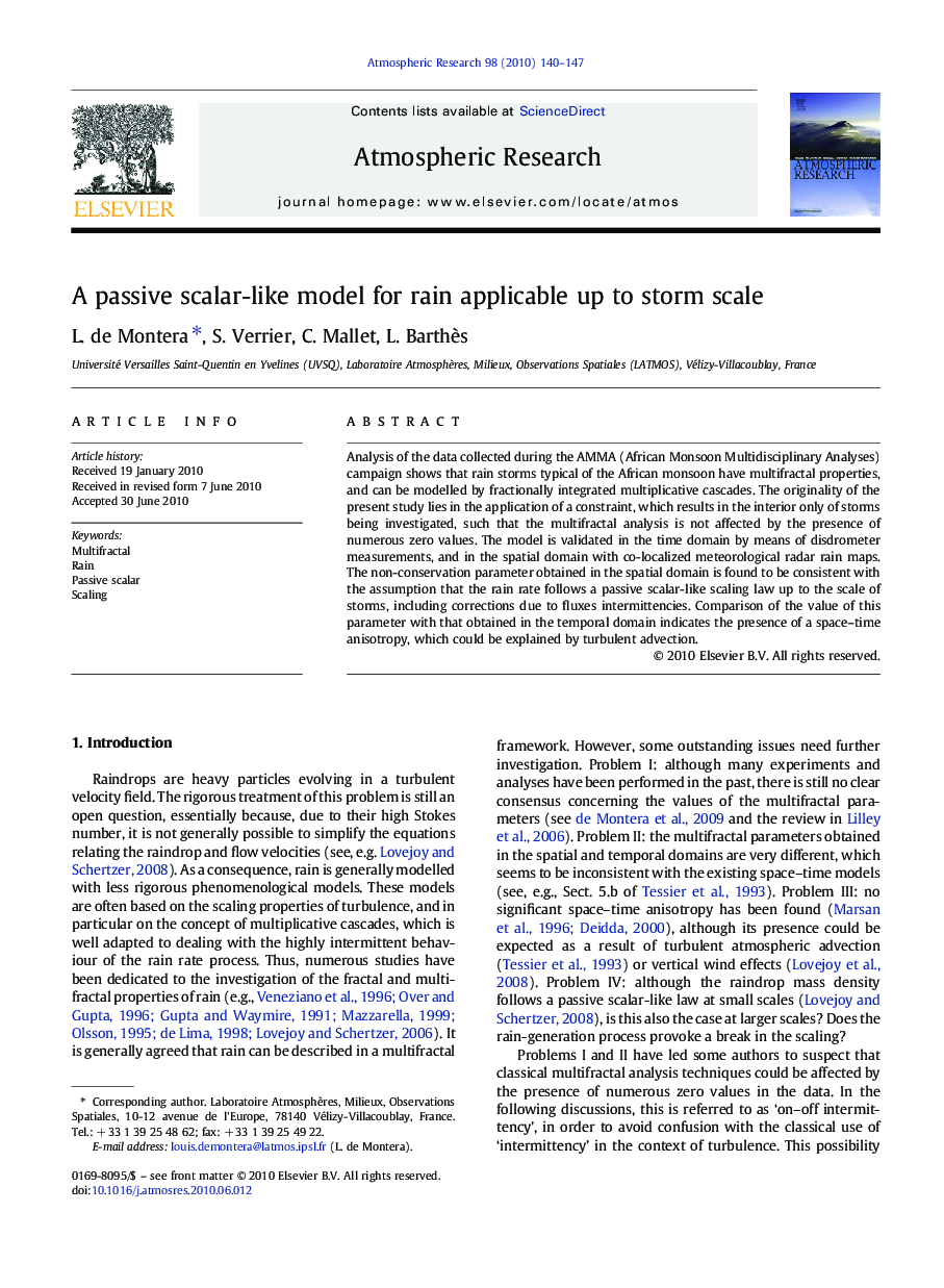 A passive scalar-like model for rain applicable up to storm scale