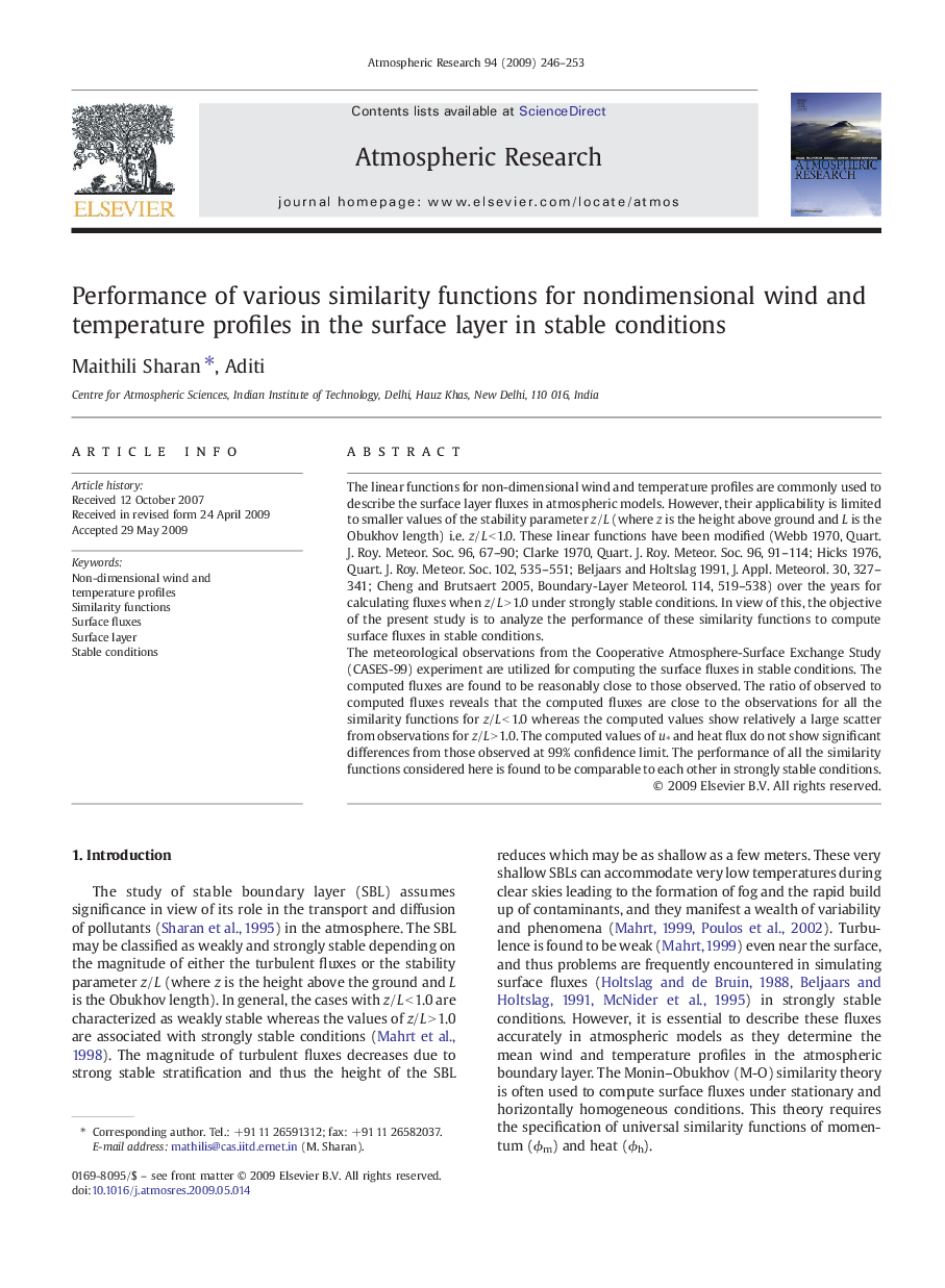 Performance of various similarity functions for nondimensional wind and temperature profiles in the surface layer in stable conditions