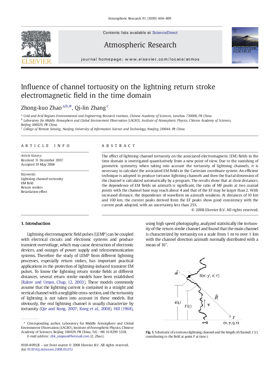 Influence of channel tortuosity on the lightning return stroke electromagnetic field in the time domain