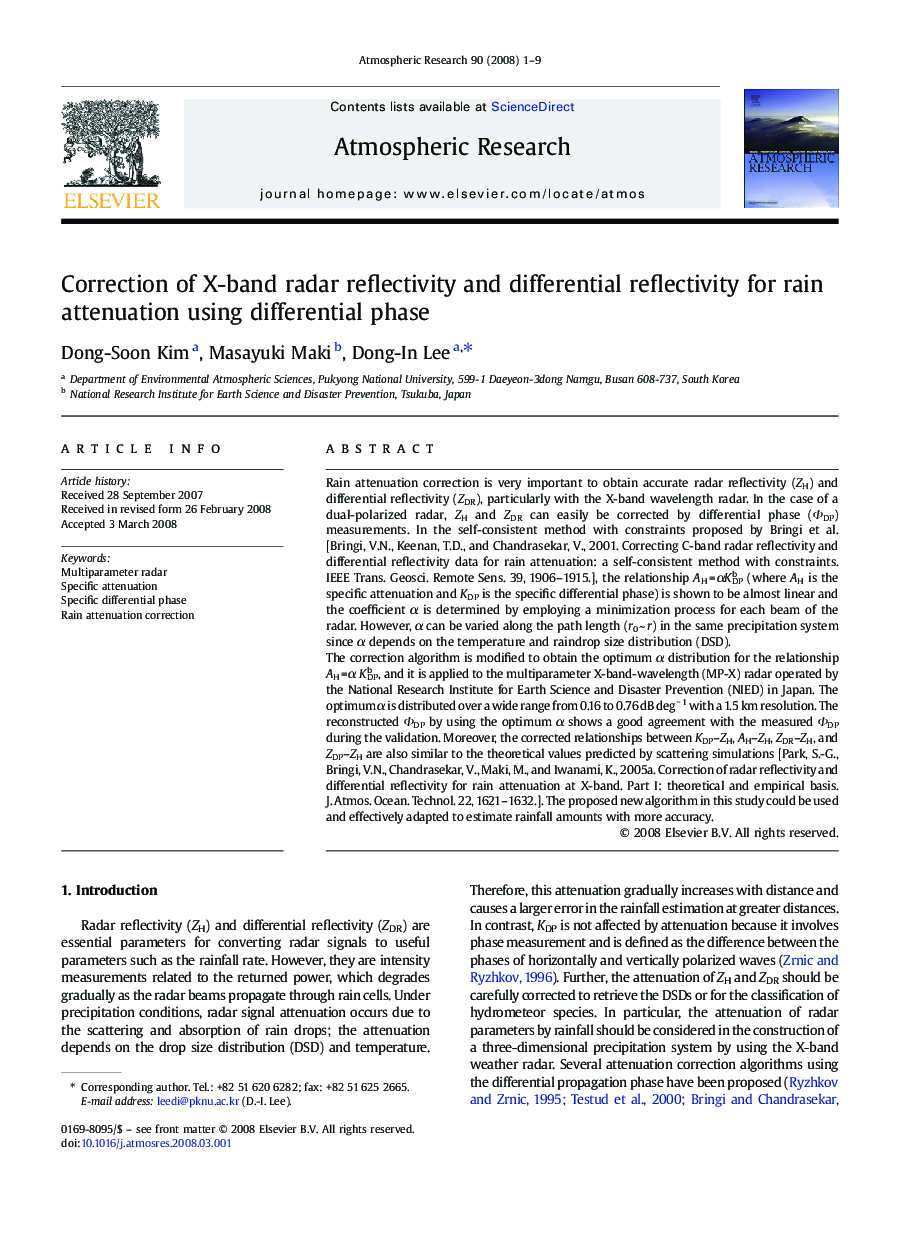 Correction of X-band radar reflectivity and differential reflectivity for rain attenuation using differential phase