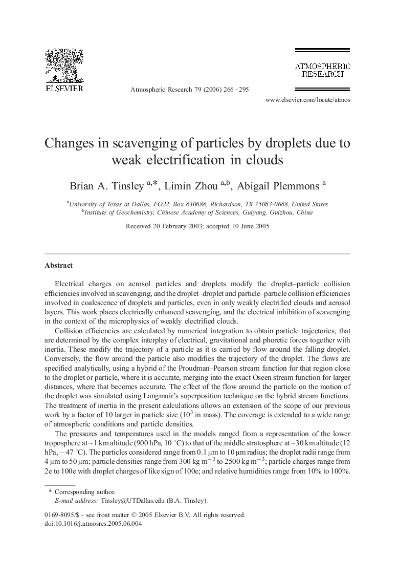 Changes in scavenging of particles by droplets due to weak electrification in clouds