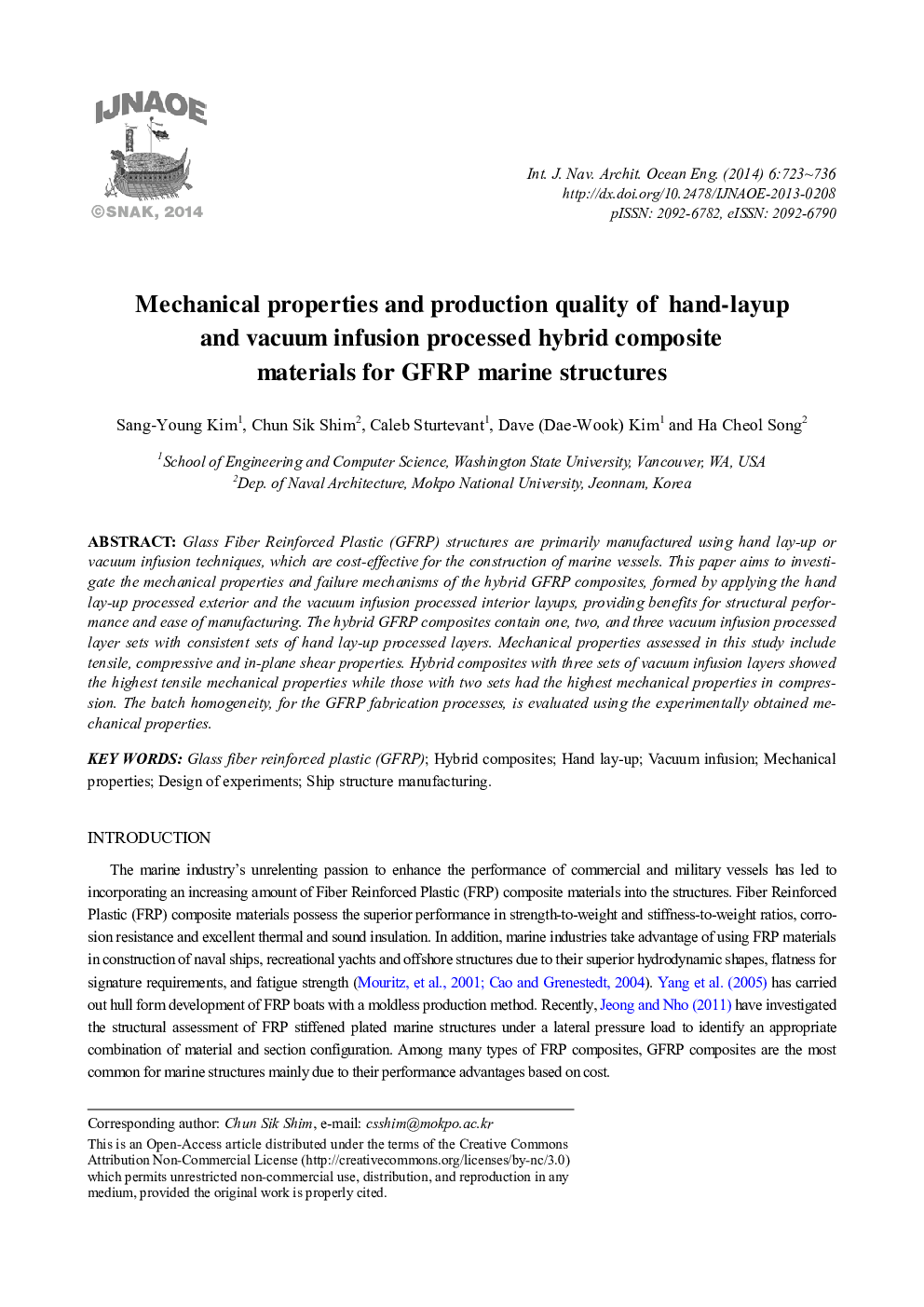 Mechanical properties and production quality of hand-layup and vacuum infusion processed hybrid composite materials for GFRP marine structures